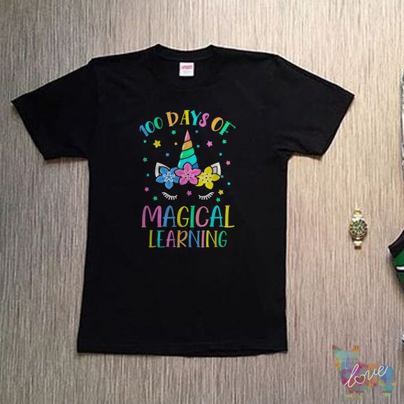 Happy 100 Days Of School Magical Learning Shirt Unicorn - Picture 1 of 1